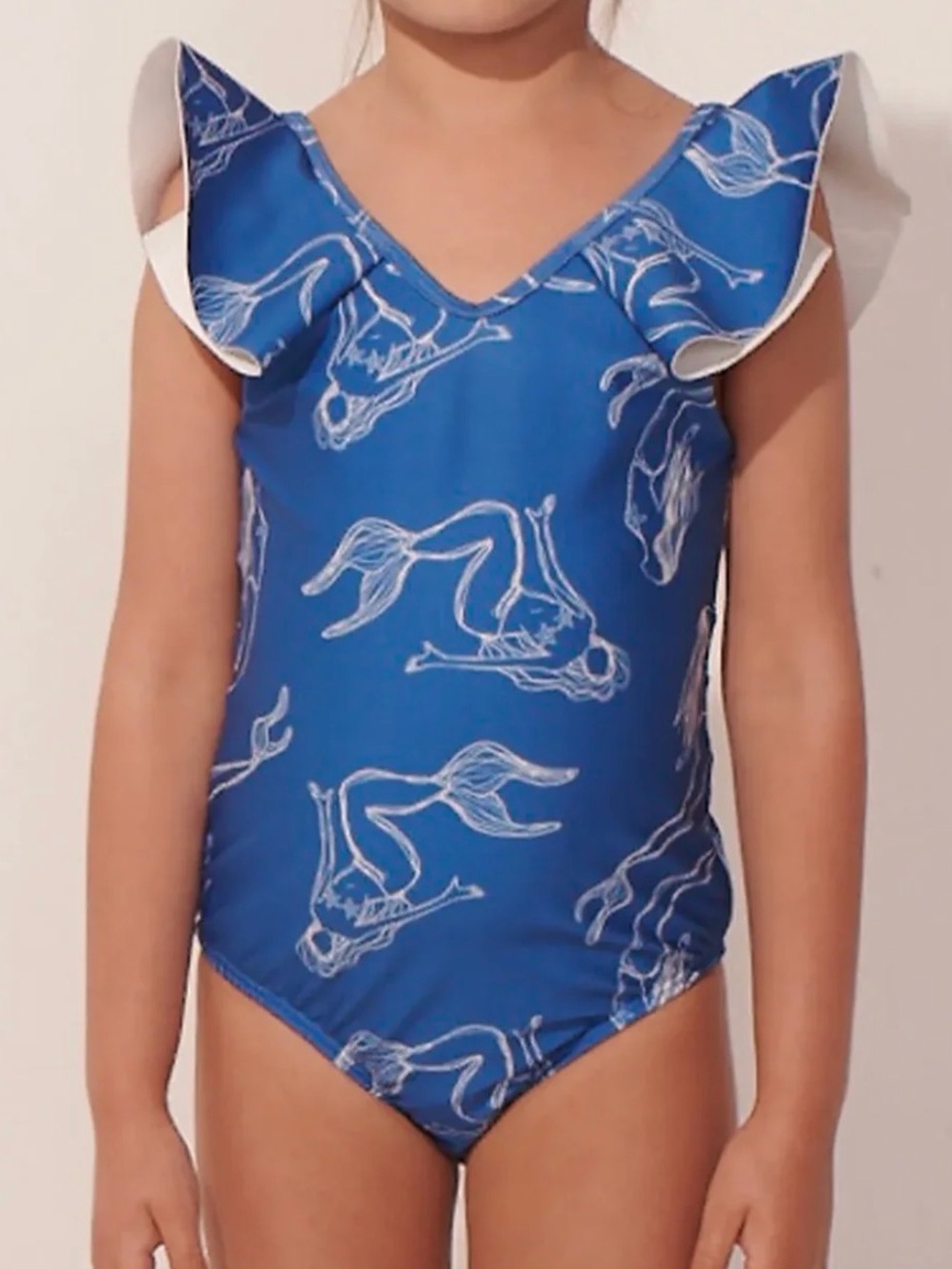 ANCORA Girls' Blue Mermaid Print One-Piece Swimsuit - Kids Swim
